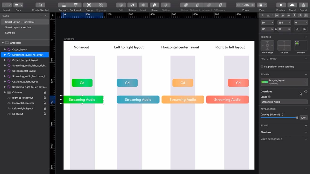 Using Smart Layout in Sketch tutorial video poster.