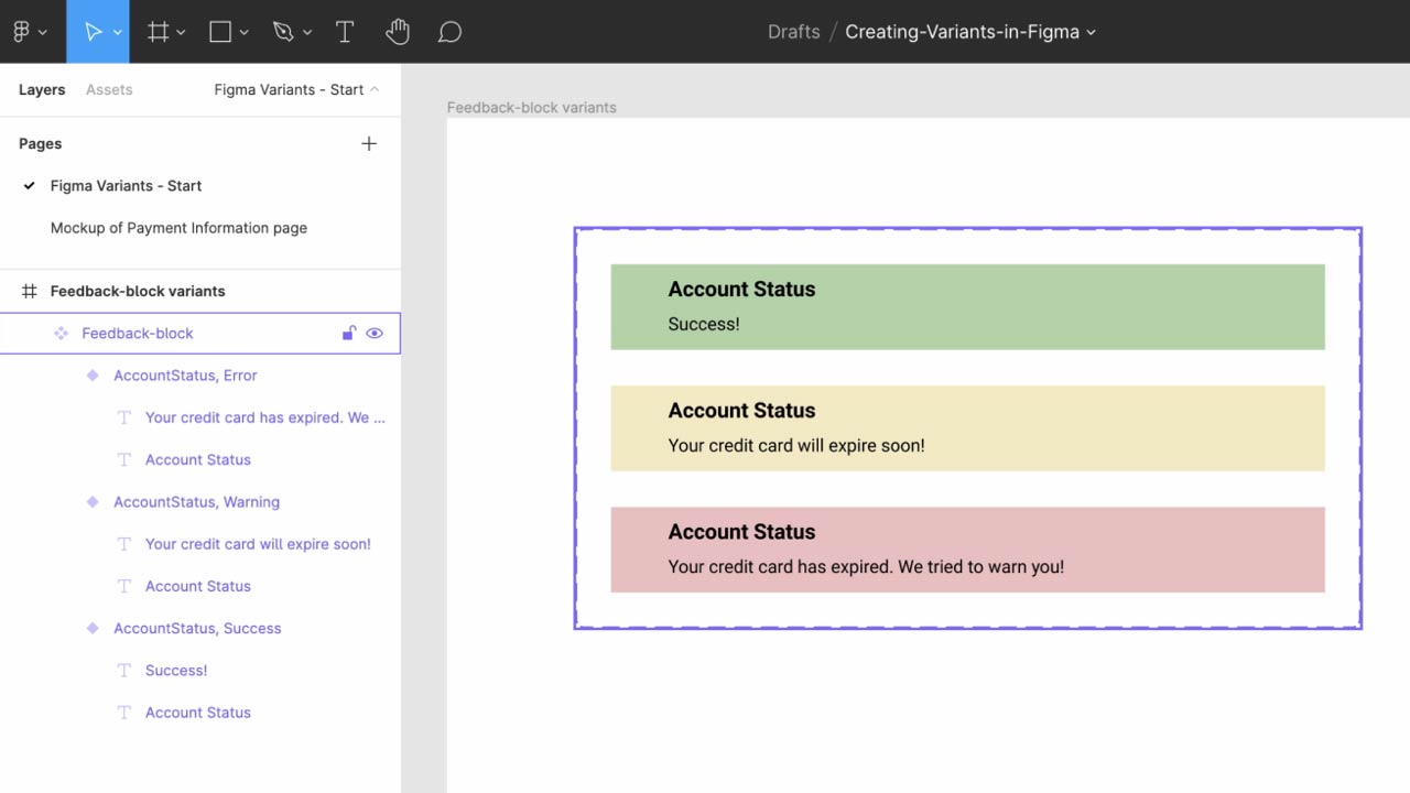 Creating Variants in Figma tutorial video poster.